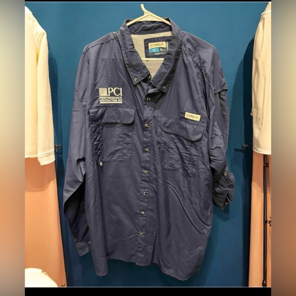 Magellan Outdoors Navy Relaxed Fit Shirt 3XL